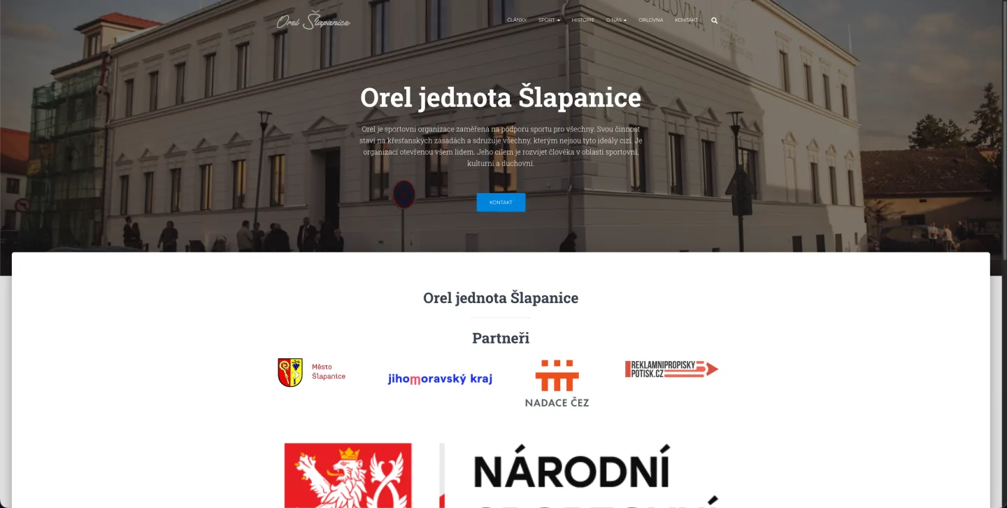 Screenshot webu Orel Šlapanice