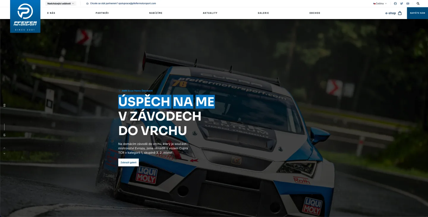 Screenshot webu Pfeifer Motorsport Racing